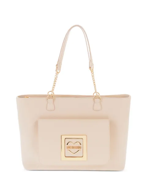Moschino logo-plaque chain-link shoulder bag Neutrals JC4305PP0GKV0103