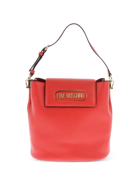 Moschino pebbled logo-plaque bucket bag Red JC4399PP0FKP0500