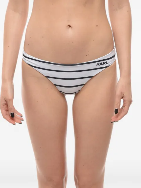 Karl Lagerfeld logo-print awning-striped bikini briefs White KL22WBT16WHITE