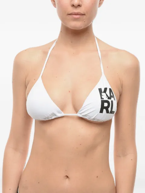 Karl Lagerfeld logo-print triangle bikini top White KL22WTP01WHITE