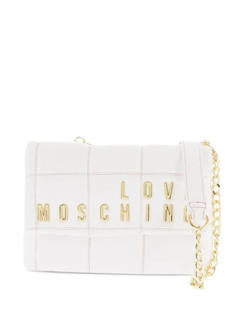 Love Moschino quilted logo-plaque shoulder bag White JC4262PP0GKB0