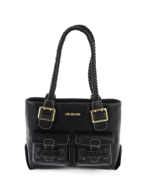 Moschino braided-handle contrast-stitch shoulder bag Black JC4218PP0GKJ0000