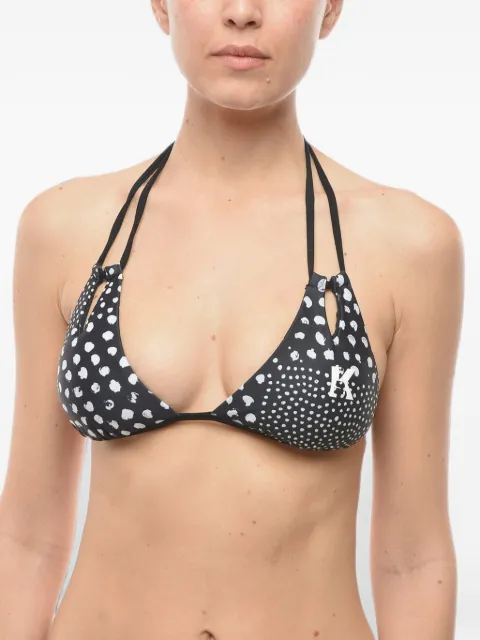 Karl Lagerfeld logo-print triangle bikini top Black KL22WTP21
