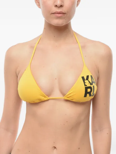 Karl Lagerfeld logo-print triangle bikini top Yellow KL22WTP01YELLOW