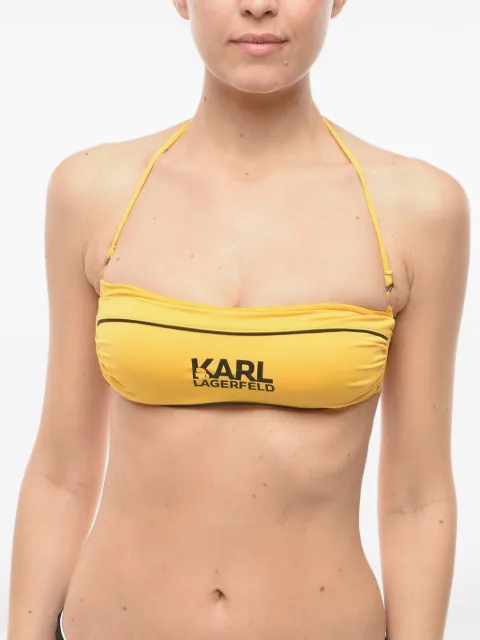 Karl Lagerfeld logo-print bandeau bikini top Yellow KL22WTP07