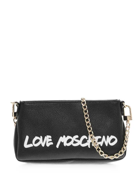 Moschino graffiti-print textured-leather cross body bag Black JC4255PP0HK1300A
