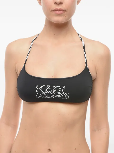 Karl Lagerfeld halterneck logo-print bikini top Black KL22WTP26