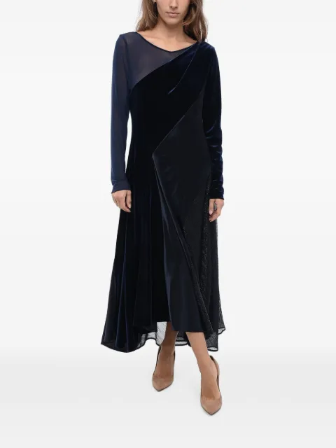 Talbot Runhof satin velvet maxi dress Blue OL041401KE16435