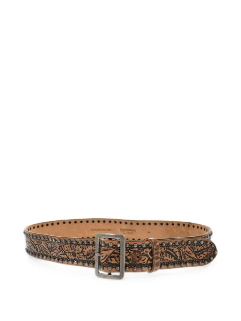 DSQUARED2 floral-pattern studded belt Brown BEW029123802705