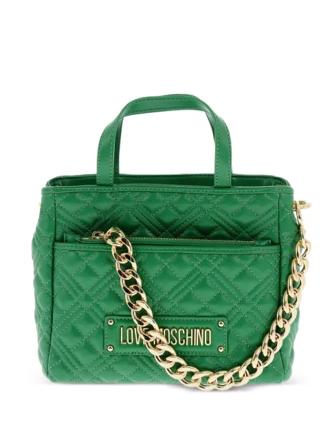 Love Moschino quilted logo-plaque tote bag Green JC4020PP1GLA0
