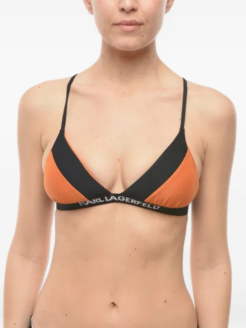 Karl Lagerfeld logo-print triangle bikini top Orange KL22WTP09
