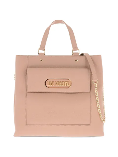 Moschino logo-plaque tote bag Neutrals JC4398PP0FKP0209