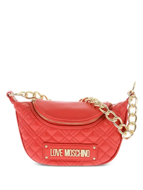 Moschino quilted logo-plaque shoulder bag Red JC4311PP1FLA