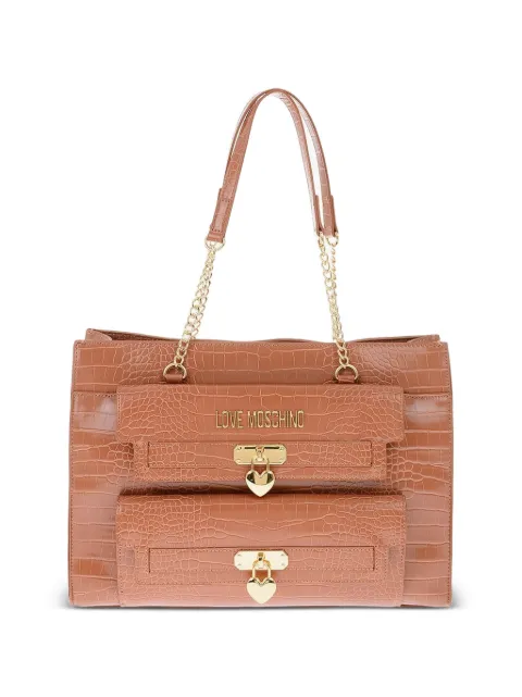 Moschino crocodile-effect Love tote bag Brown JC4069PP1FLF0201