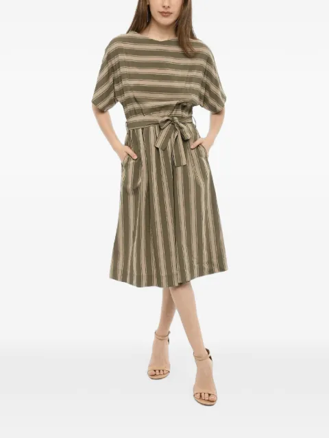 Woolrich midi Bayadere-striped belted dress Green COWWABI0395UT15056538
