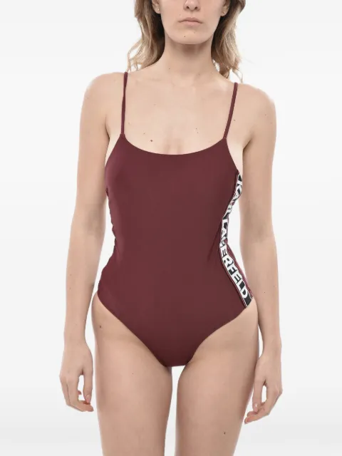 Karl Lagerfeld logo-tape swimsuit Red 235W2241508
