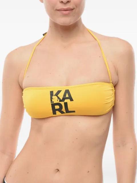 Karl Lagerfeld logo-print bikini top Yellow KL22WTP02