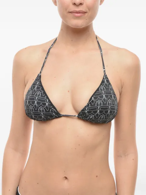 Karl Lagerfeld logo-print triangle bikini top Black KL22WTP13BLACK