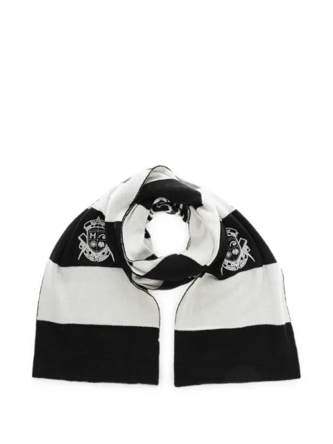 MSFTSrep striped-pattern embroidered-logo scarf Black 33MSFX01R22697301