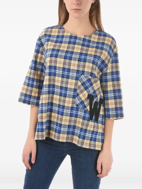 Woolrich plaid monogram-patch blouse Blue COWRTEE0037UT17853086