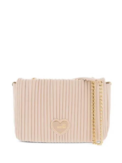 Love Moschino pleated heart-plaque shoulder bag Neutrals JC4049PP1GLA1110