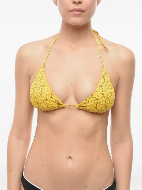 Karl Lagerfeld logo-print triangle-shape bikini top Yellow KL22WTP13YELLOW