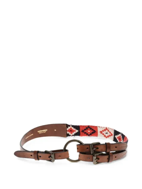 DSQUARED2 knit-detail double-strap belt Brown BEW032612905394