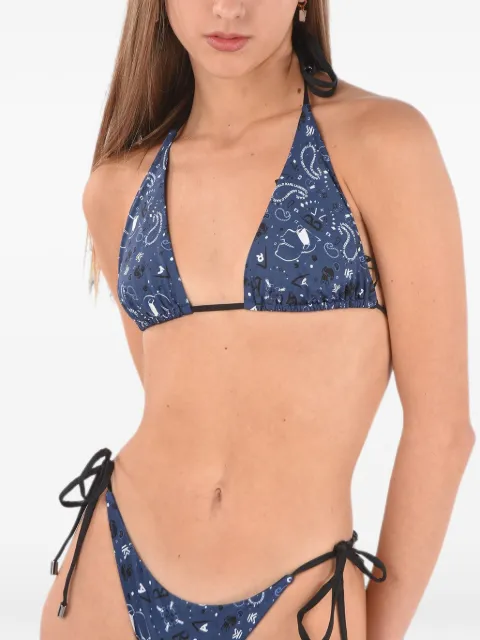 Karl Lagerfeld logo-print triangle bikini top Blue KL21WTP22