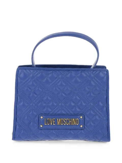 Moschino quilted logo-plaque tote bag Blue JC4065PP1HLA0753