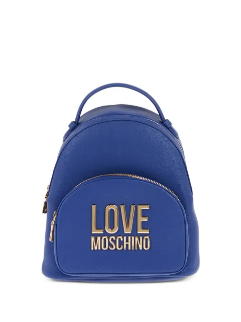 Moschino logo-plaque grained-effect backpack Blue JC4105PP1HLI0753