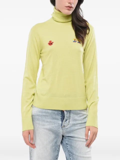 DSQUARED2 embroidered turtleneck sweater Yellow S75HA1229S18310
