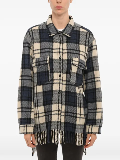 Woolrich fringed checked overshirt Neutrals COWWOSH0007UT17953983