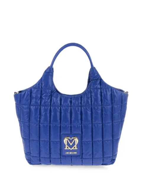 Love Moschino logo-patch tote bag Blue JC4141PP1HLJ1