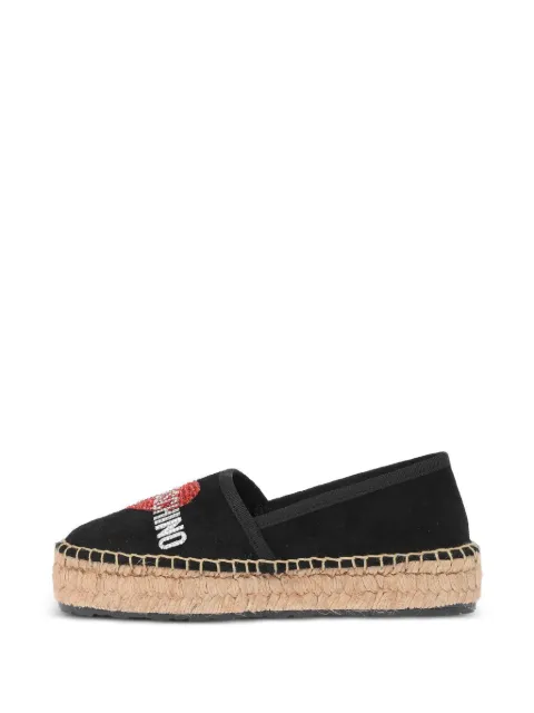 Moschino rhinestone-logo platform espadrilles Black JA10023G1CIF0
