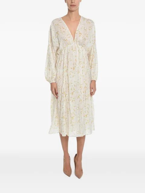 SAMSOE SAMSOE Gertrud puff-sleeve midi dress Neutrals F222001240DESERTFLOWER