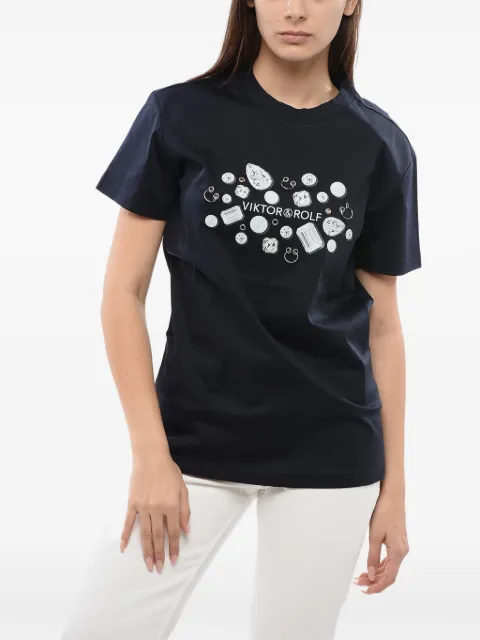 Viktor & Rolf piercing-detail graphic-print T-shirt Black MJ1403117323