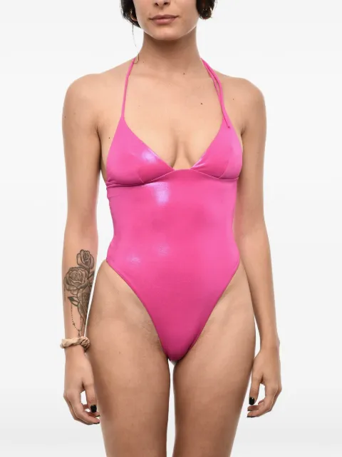 DSQUARED2 glitter logo-embossed swimsuit Pink D6BU24710ISA01