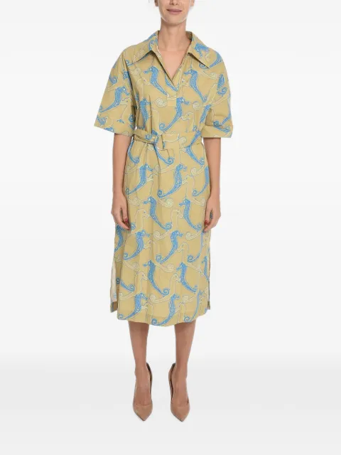 SAMSOE SAMSOE Malena seahorse-print midi shirt dress Neutrals F222001060