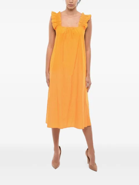 SAMSOE SAMSOE ruffled square-neck midi dress Yellow F000021230
