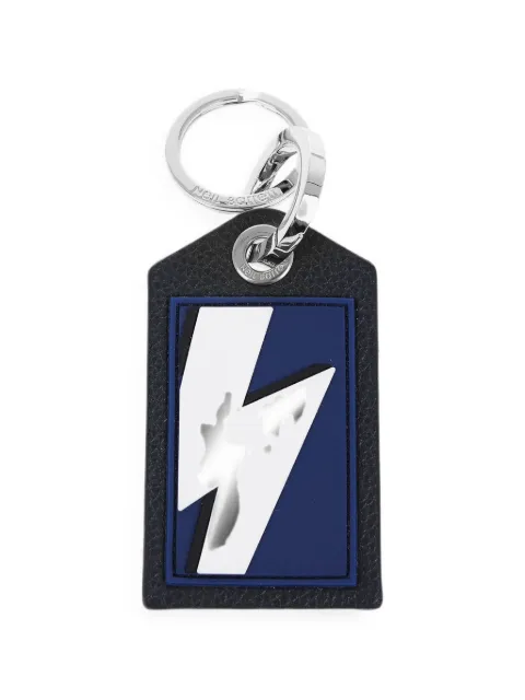Neil Barrett Thunderbolt hammered leather keychain Black BSG905X92022111