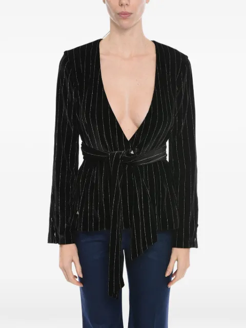 Philipp Plein striped belted blouse Black A18CWRG0843PTE086N