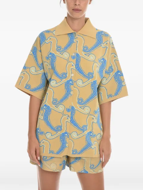 SAMSOE SAMSOE embroidered short-sleeve shirt Neutrals F222000580AQUASEAHORSE