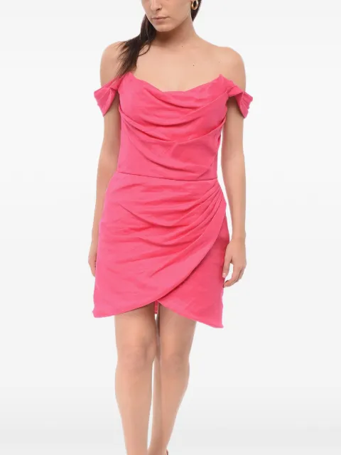 Costarellos Leanna draped linen mini dress Pink SS2335PLFU