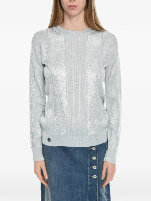 Philipp Plein Cable-knit sweater Silver A18CWKO0162PKN002N7