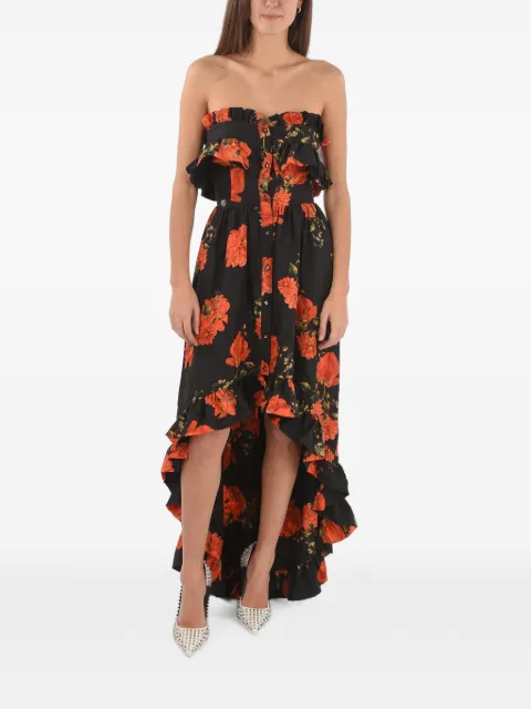 Philipp Plein floral-print ruffled maxi dress Black F18CWRG0751PTE104N