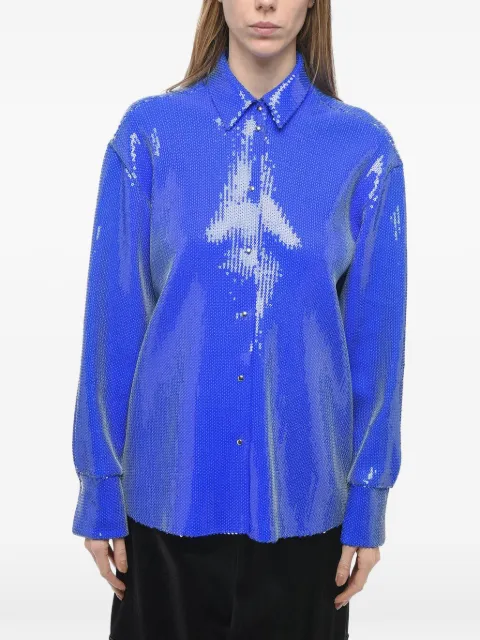 David Koma sequin-embellishd shirt Blue SS23DK23TPLBL