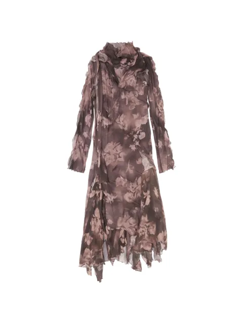 Diesel floral-print ruffled midi dress Brown A230100DECZ