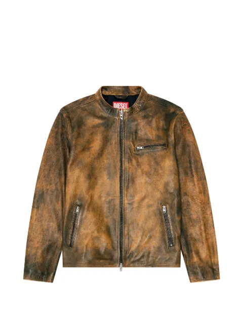 Diesel Oval-D embossed leather jacket Brown A232760KNCZ