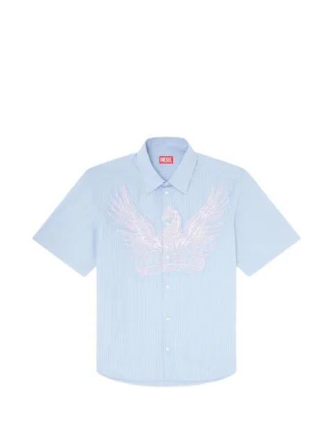Diesel striped poplin shirt with embroidered patch Blue A232490AGCZ