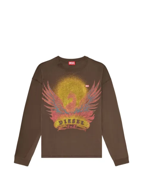Diesel graphic-print long-sleeve T-shirt Brown A234300NJCF